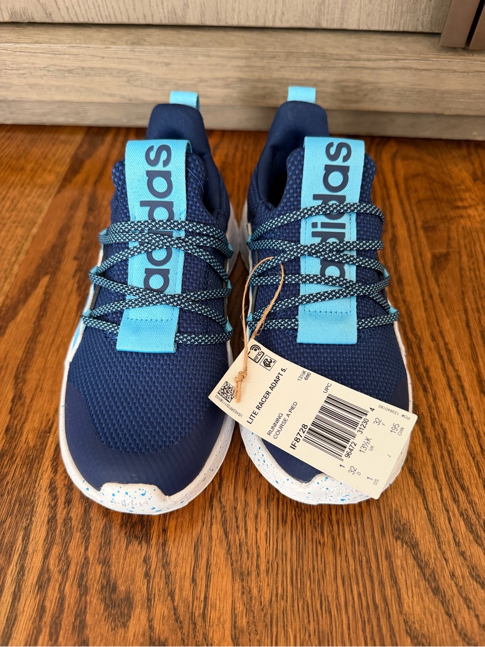 adidas Kids Navy & Light Blue Slip-On Athletic Sneakers